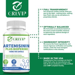 120pcs Artemisinin 100mg-Sweet Wormwood,BioPerine-Gut Health,NON-GMO,Gluten-Free