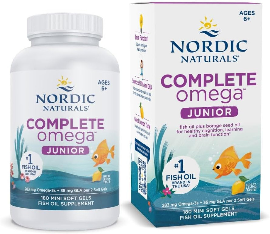 Complete Omega Jr., Lemon – 180 Mini Soft Gels – 283 Mg Total Omega-3S & 35 M…