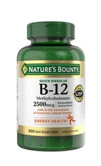 Nature’s Bounty Vitamin B-12 2500 mcg, 300 Quick Dissolve Tablets