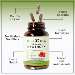 Organic Hawthorn Berry Capsules | Extra Strength 1,200mg per Serving | 60 Veg…