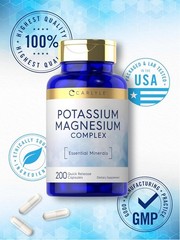 Potassium Magnesium Supplement | 200 Count | Non-GMO & Gluten Free | by Carlyle
