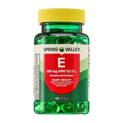 Spring Valley Vitamin E 400 IU 100 Softgels Heart Health Antioxidant Non GMO