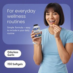 Odorless Garlic Extract 100:1 with Olive Oil – 150 Non-GMO Softgels, Gluten-Free