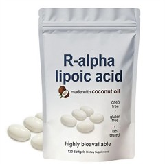 4X R-alpha Lipoic Acid 600mg With Coconut Oil, 120 Softgels, Antioxidant Support