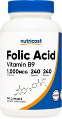240 High-Quality Folic Acid Capsules – 1000 mcg Vitamin B9, Gluten-Free Formula