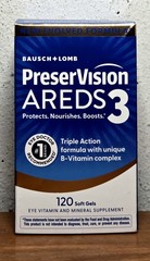 Bausch + Lomb PreserVision AREDS 3 Eye Supplement 120ct Soft Gels EXP 12/2027+