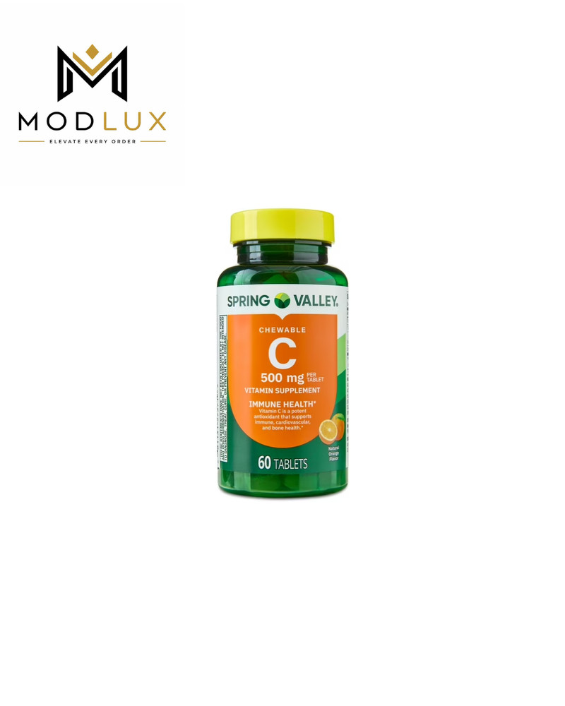Spring Valley Vitamin C 500mg Chewable Orange Tablets, 60 Count