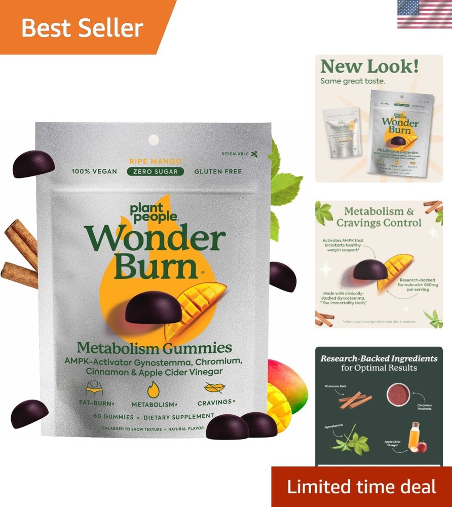WonderBurn Metabolism & Cravings Control Gummies – Ripe Mango, 60 Count