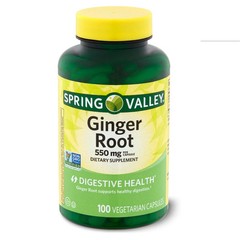 Ginger Root Digestive Health Supplement Capsules, 550mg, 100 Count