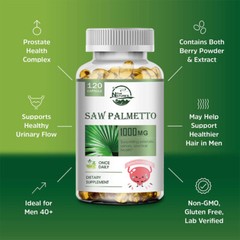 Saw Palmetto Extract 1000mg 120 Capsules Prostate Supplement Urinary Men Health