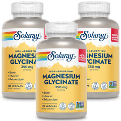 Solaray Magnesium Glycinate (350 mg) 120 Vegetarian Capsules Each (Pack of 3)