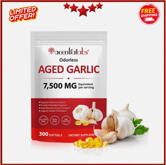Odorless Garlic 7500Mg per Servings, 300 Softgels | 2 Years Aged Garlic Extra..