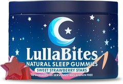 LullaBites Natural Relax Sleep Gummies Made In USA 60 Gummies 30 Daily Servings