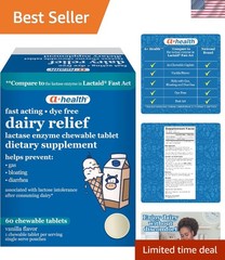 Lactase Enzyme 9000 Chewable Tablets – 60 Count, Drug-Free Digestive Support