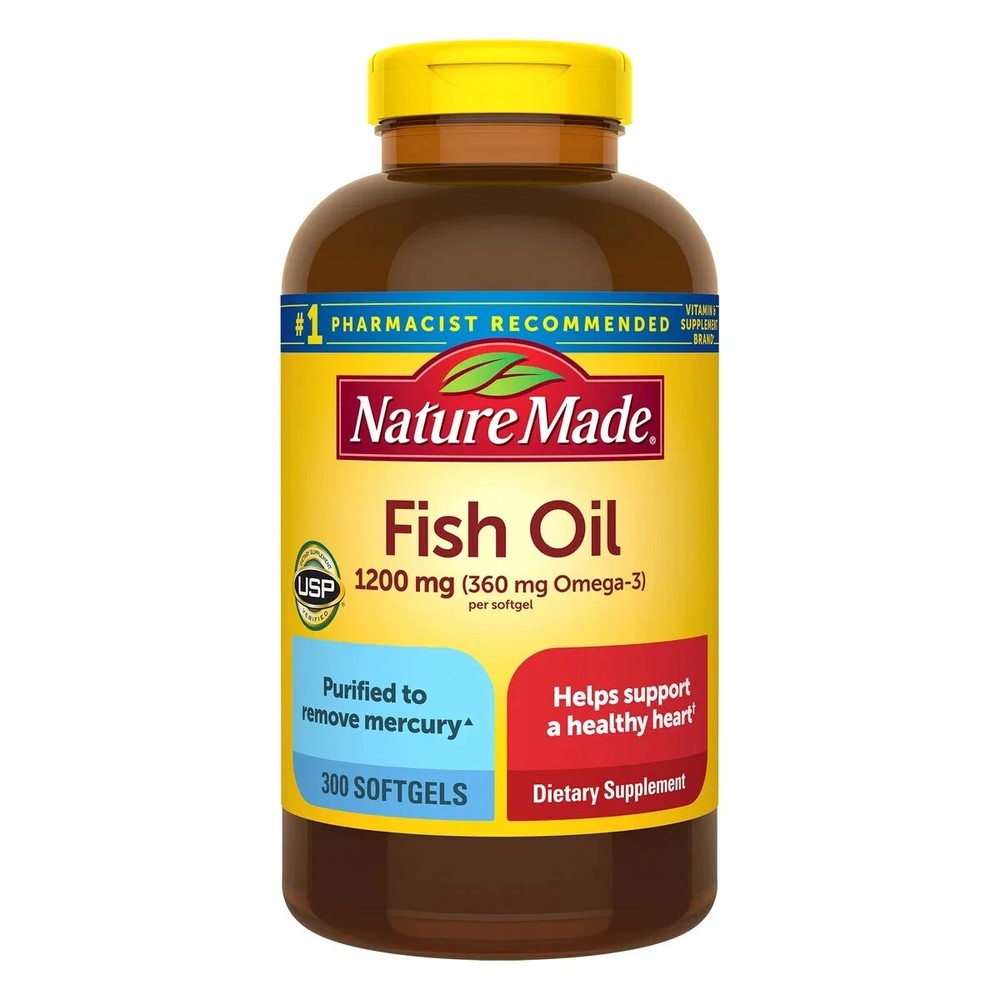 Nature Made FISH OIL 1200 Mg (360 Mg OMEGA-3 EPA DHA ) 300 Count Liquid Softgels