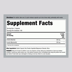 Choline Inositol 500mg | 100 Capsules | B-Complex Formula, Non-GMO | by Lindberg
