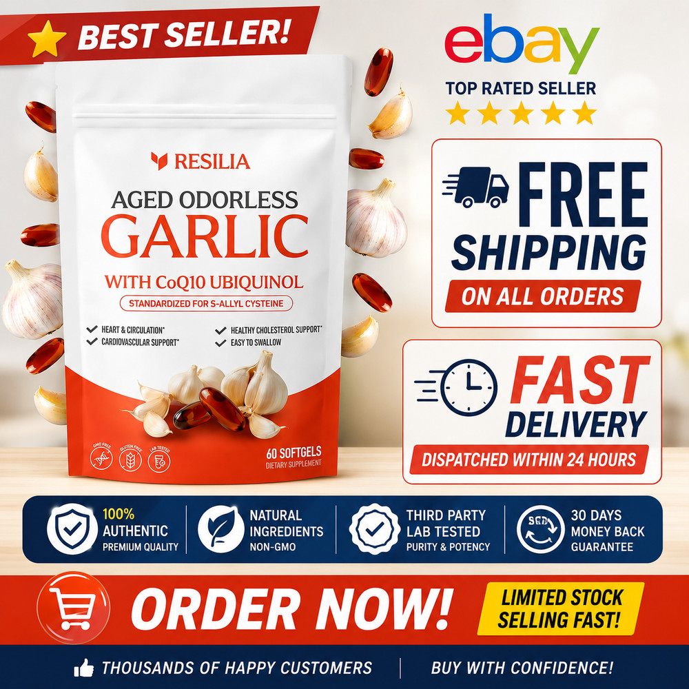 Resilia Aged Garlic Extract 600mg Softgels CoQ10 Ubiquinol Heart Immune 60ct