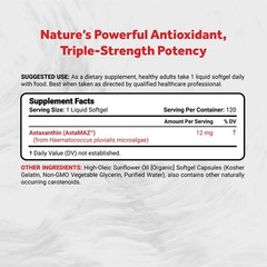 Astaxanthin 12mg Softgels – 120 Count, Triple-Strength Antioxidant, 3-Month Supp