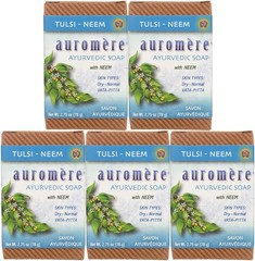 Auromere Ayurvedic Bar Soap, Tulsi Neem – Eco Friendly, Handmade, Vegan, Crue…