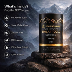 Shilajit Gold Gummies 3000mg Dietary Supplement Ashwagandha Black Musli 60 Ct