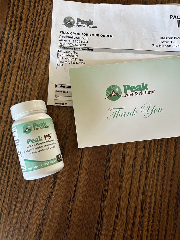 1- bottle Peak Pure & Natural “Peak PS” Phosphatidylserine Brain Health Memory