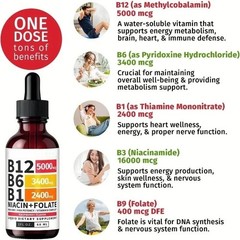 3/1x Vitamin B12 and B6 Liquid Drops, B12 Sublingual Vitamin B Complex Vitamin