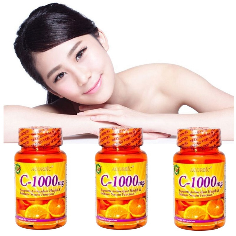 3 x ACORBIC Vitamin C Mineral 1000mg whitening antioxidant wrinkle Skin Health.