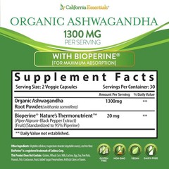 ORGANIC ASHWAGANDHA-1300MG PER SERVE-ENERGY-STRENGTH-LONGEVITY-SEALED-FREE SHIP