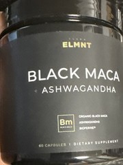 ELMNT Black Maca Ashwagandha Black Pepper Non-GMO Lab Tested 60 Capsules – New