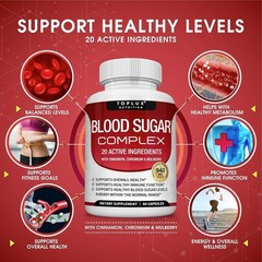 3 Bottle Blood Sugar Complex w/ Cinnamon Chromium Mulberry 60 Softgels Daily