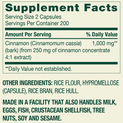 Cinnamon Dietary Supplement, 1000 Mg, 400 Count Free Shipping US