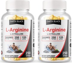 500 Softgels L-Arginine L-Citrulline Nitric Oxide Booster 3000mg, 250 Servings