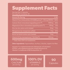 Calcium Supplement – Whole Food with Vitamin K2 90 Count (Pack of 1)