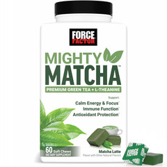 Force Factor Mighty Matcha Organic Green Tea L-Theanine Energy Focus Chews 60