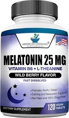 Melatonin 25mg Per One Tablet, 120 Chewable Tablet with L-Theanine & Vitamin…