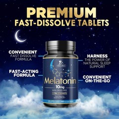 Melatonin 10mg Tablets Extra Strength Sugar Free Sleep Support for Adults