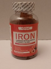 Vegan Iron Gummies with Vitamin А, C, B Complex, & Zinc Peach Flavor 90 Count