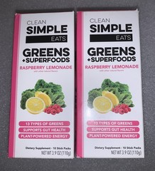 Clean Simple Eats Greens+Superfoods-Rasp. Lemonade, 10 Packs EXP 10/26 LOT OF 2