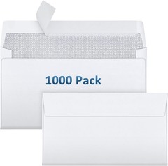 1000 Pack #6-3/4 Security Envelopes Self Seal – 3-5/8 x 6-1/2 Inch White Busines