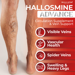 HALLOSMINE ADVANCE Diosmin 1000 mg – Varicose Veins Treatment for Legs – 60 caps