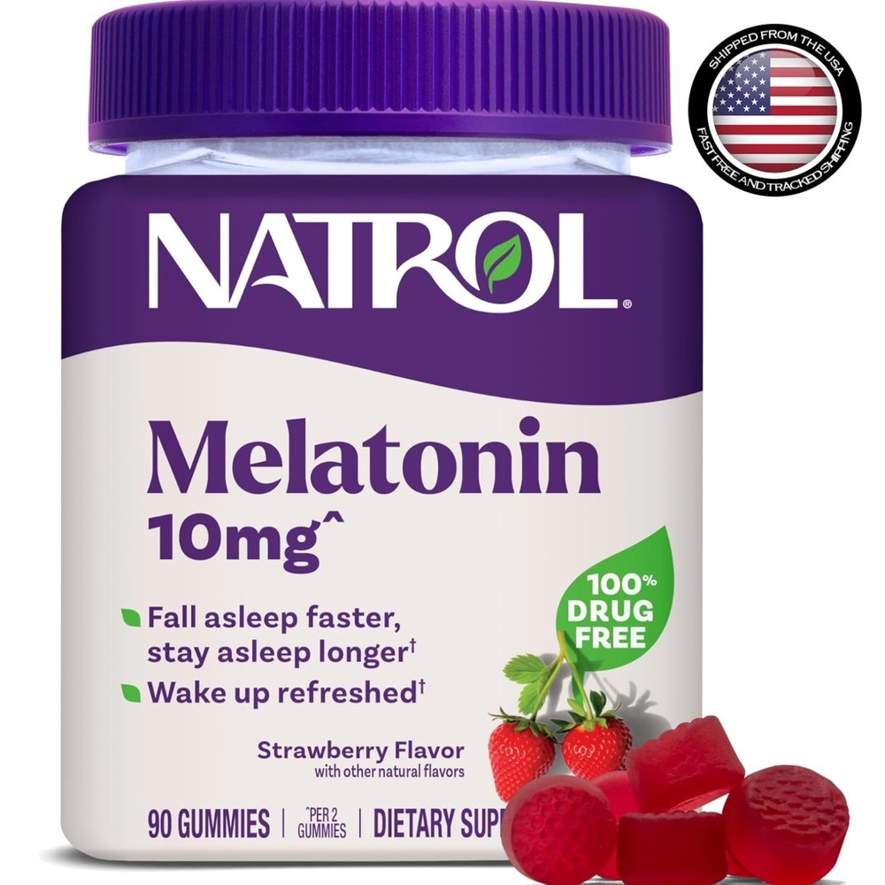 Strawberry-Flavored Melatonin Gummies – 10mg Sleep Aid for Adults – 90 Count