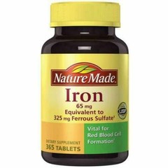 Nature Made Iron 65 mg 365 Tablets Dietary Supplement Exp August 2028