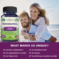 Organic Resveratrol 1000 mg Anti-aging, heart and brain booster