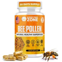 100% Raw Bee Pollen Granules in 60 Veggie 60 Count (Pack of 1)
