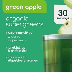 Organic Super Greens Powder, 70+ Superfoods, 0 Sugar, 3G Fiber, Spirulina, Ch…