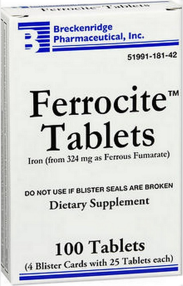 Breckenridge Ferrocite Tab ( 324mg Iron as Ferrous Fumarate ) 100ct __