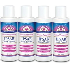 Heritage Store IPSAB Tooth Powder Original Peppermint 4 oz Each (Pack of 4)