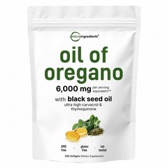 Micro Ingredients Oregano Oil 6000mg + Black Seed Oil, 300 Softgels