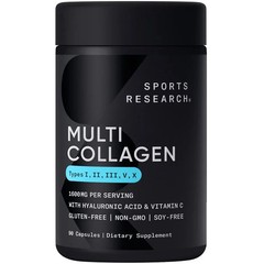 Sports Research Multi Collagen Complex Dietary Supplement – 90 Capsules