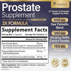 Prostate Health 1000mg 3X Formula w/ Saw Palmetto Capsules for Men